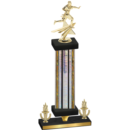 Premium Single Silver Glacier Victory Flag Football Trophy