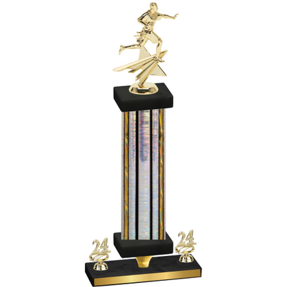 Premium Single Silver Glacier Year Flag Football Trophy