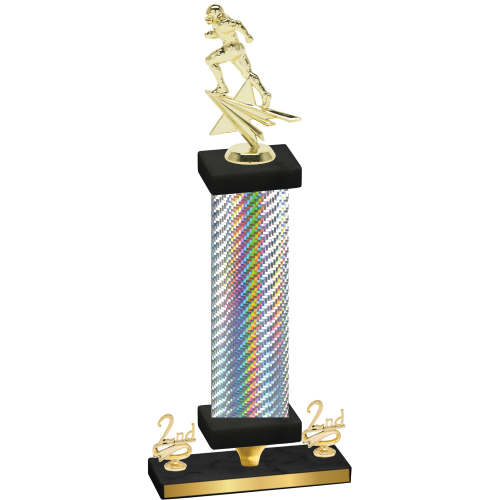 Premium Single Silver Carbon Fiber Second Place Football Trophy