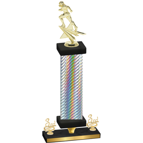 Premium Single Silver Carbon Fiber Third Place Football Trophy