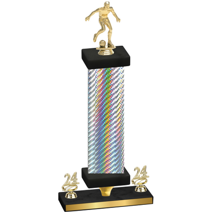 Premium Single Silver Carbon Fiber Year Soccer Trophy