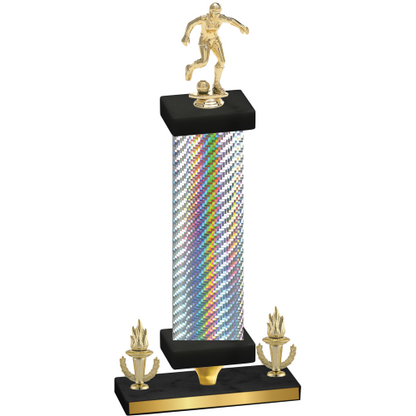 Premium Single Silver Carbon Fiber Victory Soccer Trophy