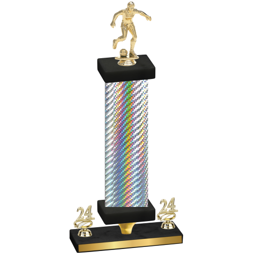 Premium Single Silver Carbon Fiber Year Soccer Trophy