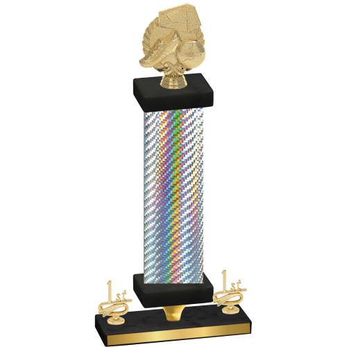 Premium Single Silver Carbon Fiber First Place Soccer Trophy