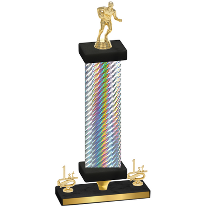 Premium Single Silver Carbon Fiber First Place Rugby Trophy