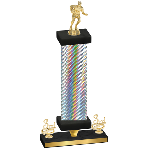 Premium Single Silver Carbon Fiber Third Place Rugby Trophy