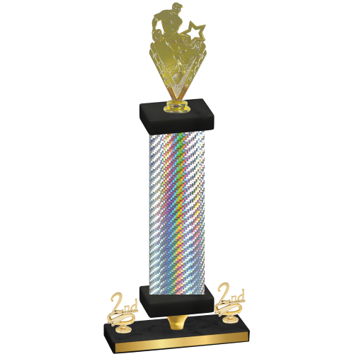 Premium Single Silver Carbon Fiber Second Place Rugby Trophy