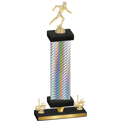 Premium Single Silver Carbon Fiber First Place Running Trophy