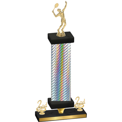 Premium Single Silver Carbon Fiber Second Place Tennis Trophy