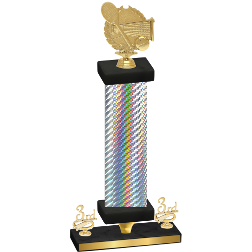 Premium Single Silver Carbon Fiber Third Place Tennis Trophy