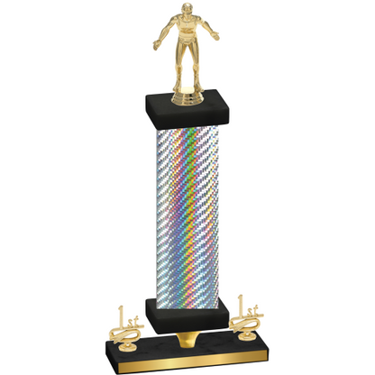 Premium Single Silver Carbon Fiber First Place Wrestling Trophy