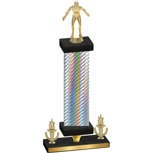 Premium Single Silver Carbon Fiber Victory Wrestling Trophy