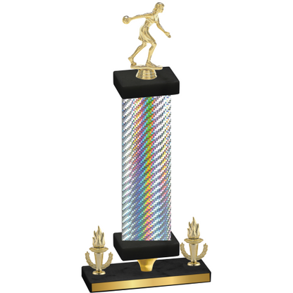 Premium Single Silver Carbon Fiber Victory Bowling Trophy