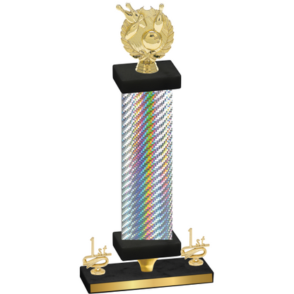 Premium Single Silver Carbon Fiber First Place Bowling Trophy