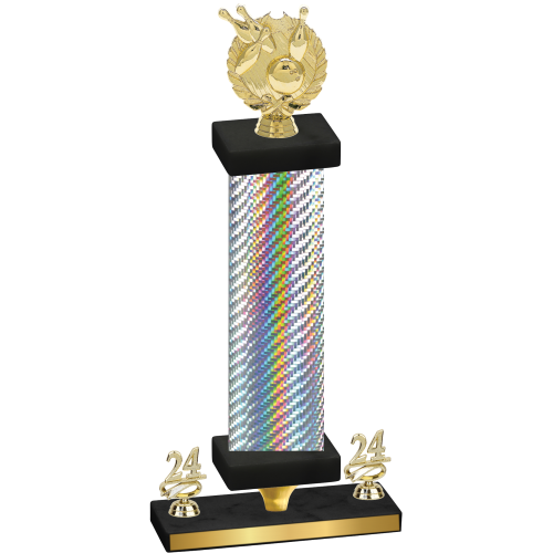 Premium Single Silver Carbon Fiber Year Bowling Trophy