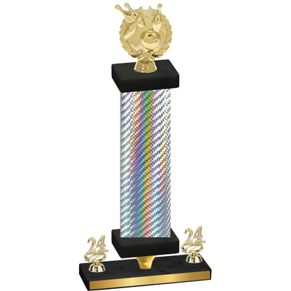 Premium Single Silver Carbon Fiber Year Bowling Trophy