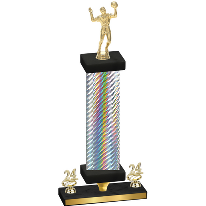 Premium Single Silver Carbon Fiber Year Volleyball Trophy