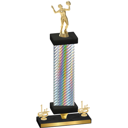 Premium Single Silver Carbon Fiber First Place Volleyball Trophy