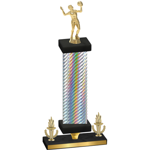 Premium Single Silver Carbon Fiber Victory Volleyball Trophy