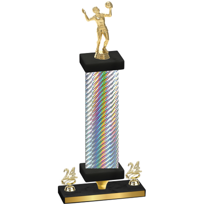 Premium Single Silver Carbon Fiber Year Volleyball Trophy