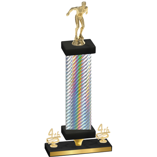 Premium Single Silver Carbon Fiber Fourth Place Swimming Trophy