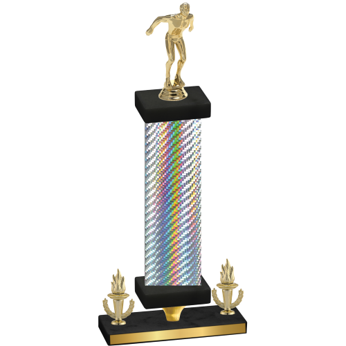 Premium Single Silver Carbon Fiber Victory Swimming Trophy