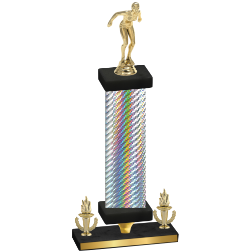 Premium Single Silver Carbon Fiber Victory Tennis Trophy