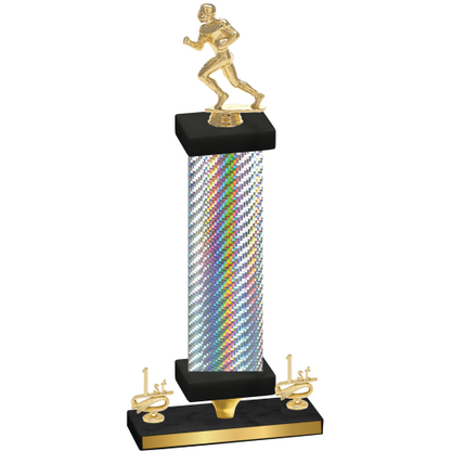 Premium Single Silver Carbon Fiber First Place Football Trophy