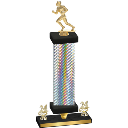 Premium Single Silver Carbon Fiber Year Football Trophy