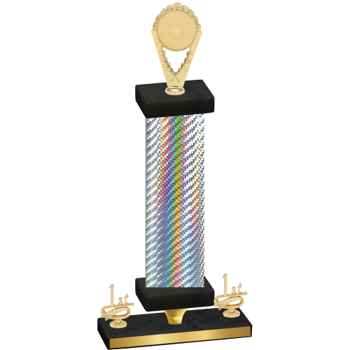 Premium Single Silver Carbon Fiber First Place Insert Trophy