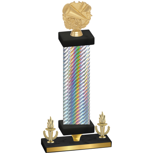 Premium Single Silver Carbon Fiber Victory Cheerleading Trophy