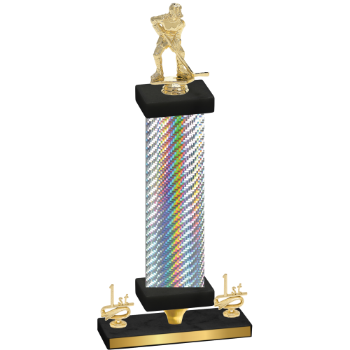 Premium Single Silver Carbon Fiber First Place Hockey Trophy