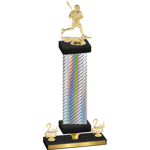 Premium Single Silver Carbon Fiber Second Place Lacrosse Trophy