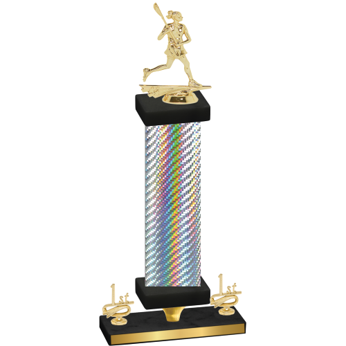 Premium Single Silver Carbon Fiber First Place Lacrosse Trophy