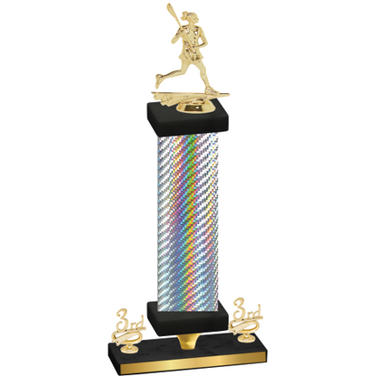 Premium Single Silver Carbon Fiber Third Place Lacrosse Trophy