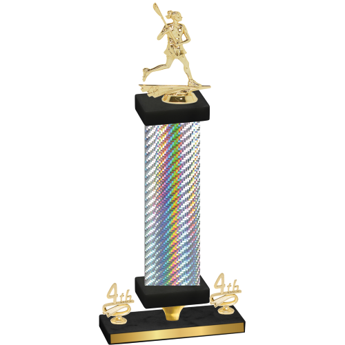 Premium Single Silver Carbon Fiber Fourth Place Lacrosse Trophy