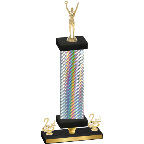 Premium Single Silver Carbon Fiber Second Place Victory Trophy