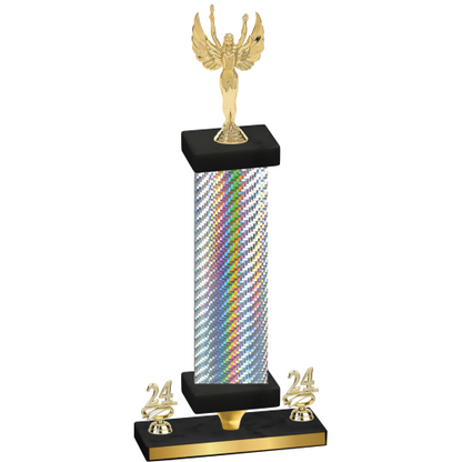 Premium Single Silver Carbon Fiber Year Victory Trophy