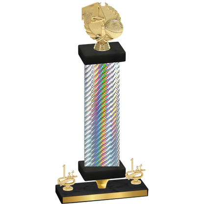 Premium Single Silver Carbon Fiber First Place Basketball Trophy