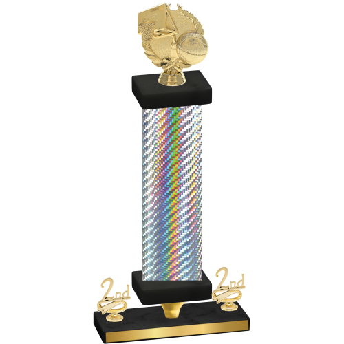 Premium Single Silver Carbon Fiber Second Place Basketball Trophy