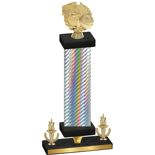 Premium Single Silver Carbon Fiber Victory Basketball Trophy