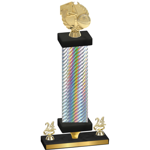 Premium Single Silver Carbon Fiber Year Basketball Trophy