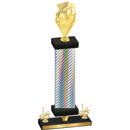 Premium Single Silver Carbon Fiber First Place Pickleball Trophy