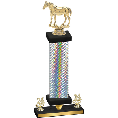 Premium Single Silver Carbon Fiber Year Horses Trophy