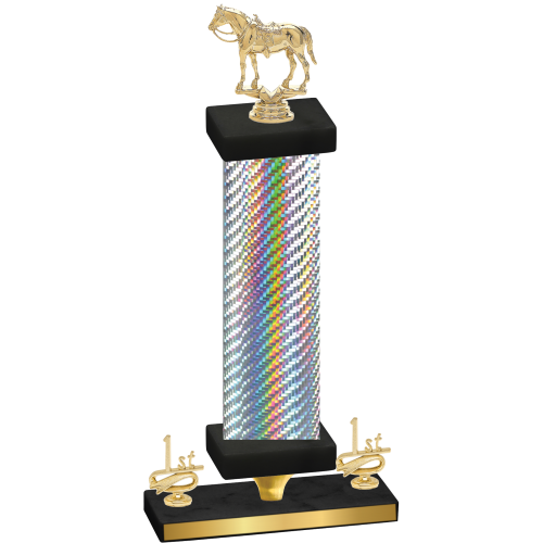 Premium Single Silver Carbon Fiber First Place Horses Trophy