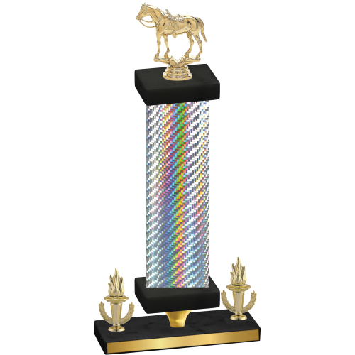 Premium Single Silver Carbon Fiber Victory Horses Trophy