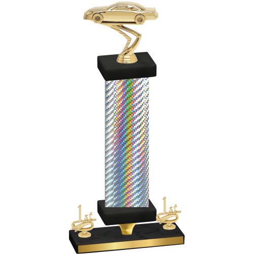 Premium Single Silver Carbon Fiber First Place Cars Trophy