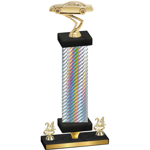 Premium Single Silver Carbon Fiber Year Cars Trophy