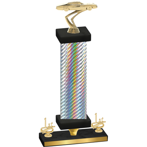 Premium Single Silver Carbon Fiber First Place Cars Trophy