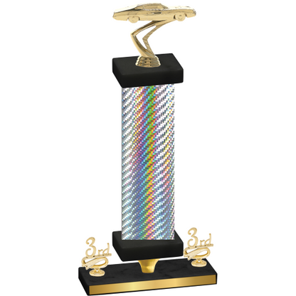 Premium Single Silver Carbon Fiber Third Place Cars Trophy